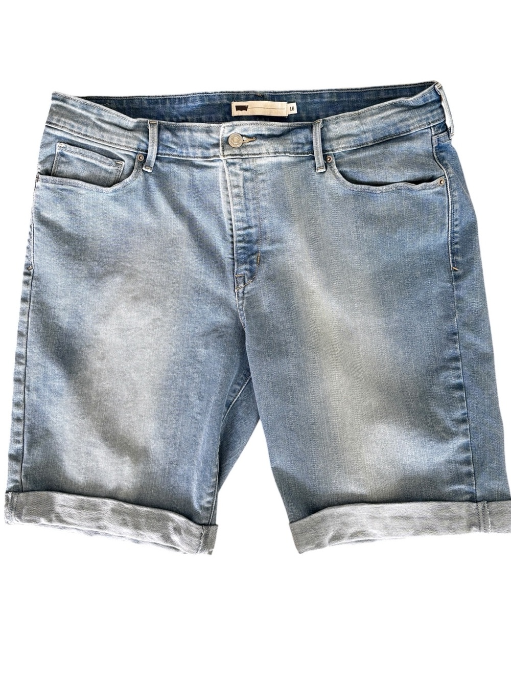 Levi's Bermuda Shorts Womens Size 16 Stretch Denim Jean Light Wash Cuffed Hem
